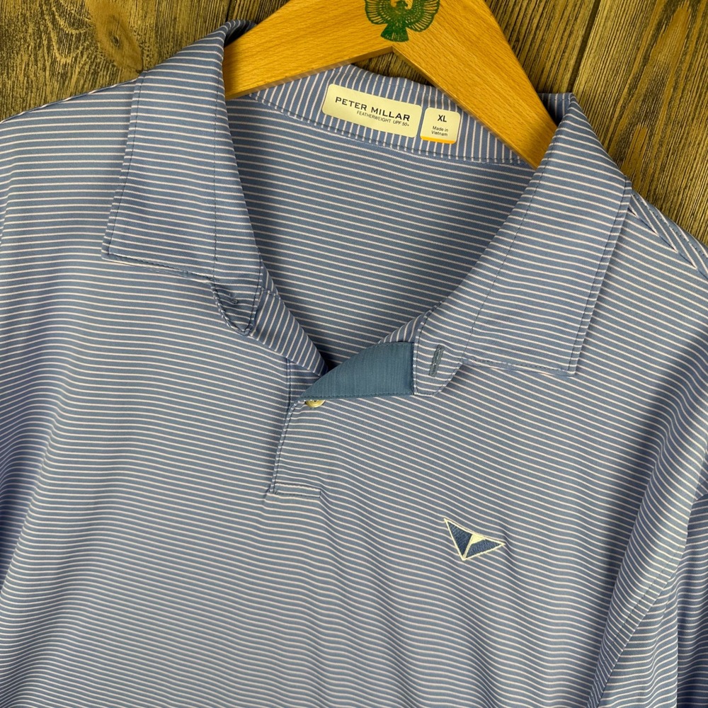 Peter Millar Featherweight UPF 50+ Purple Striped Polo Mens XL Valley Brook CC